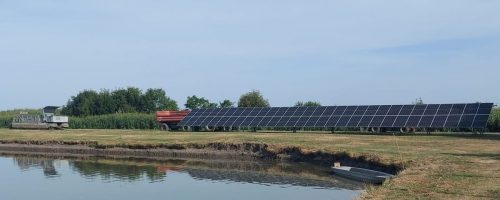 Solar panel at fish pond